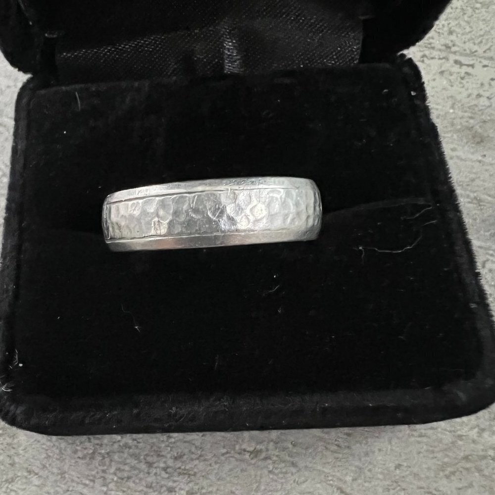 9MM Palladium Hammered Wedding Band Size 11